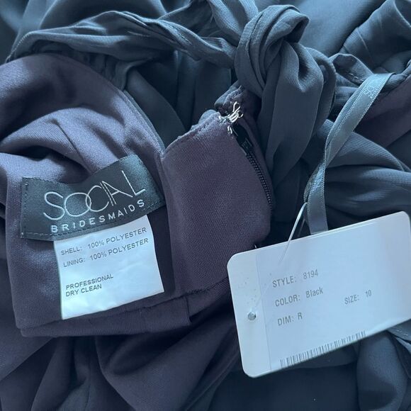 SOCIAL BRIDESMAIDS Sleeveless Tie Back Chiffon Trumpet Gown Maxi Dress NWT - Picture 4 of 7